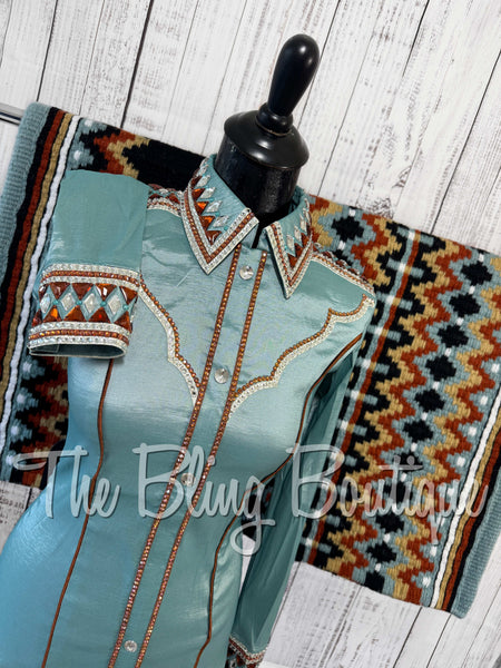 RE-ORDER Sea Foam, Copper & White Day Shirt Set (Choose Your Size)