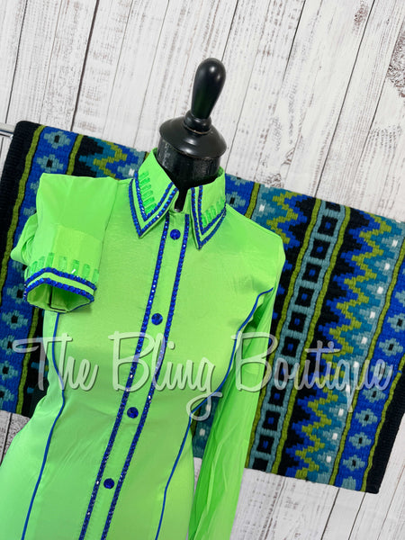 Lime Green & Blue Simple Day Shirt Set (Small)
