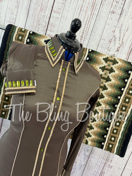 Dark Olive & Tan Simple Day Shirt Set (Medium)