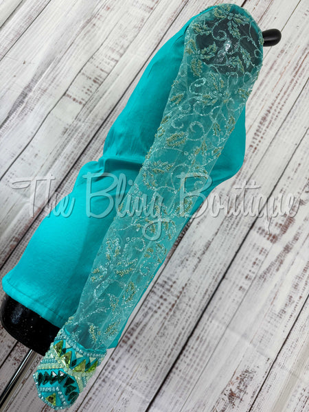 Teal & Mint Day Shirt Set With Lace Sleeves (S)