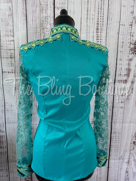 Teal & Mint Day Shirt Set With Lace Sleeves (S)