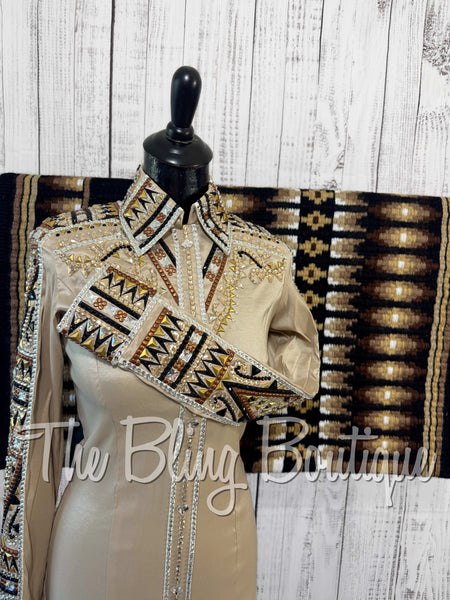Tan, Bronze, Black & White Day Shirt Set (Small)