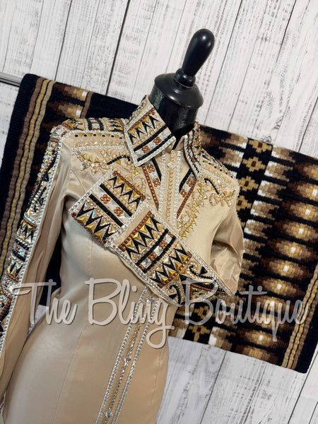 Tan, Bronze, Black & White Day Shirt Set (Small)