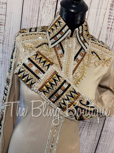 Tan, Bronze, Black & White Day Shirt Set (Small)