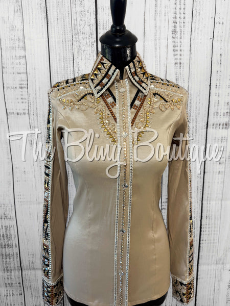 Tan, Bronze, Black & White Day Shirt Set (Small)