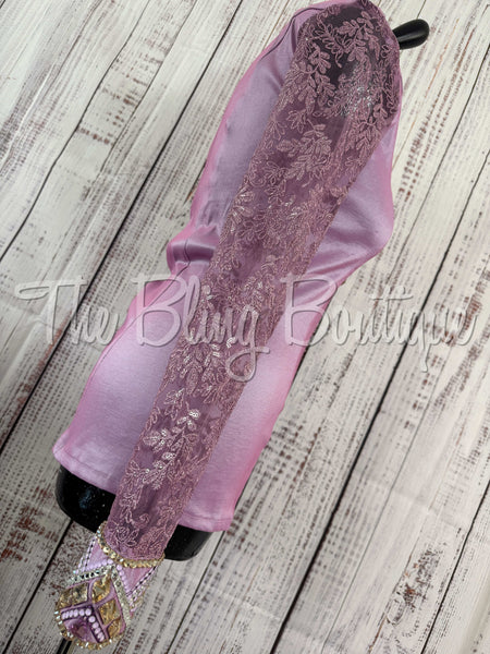 Lilac & Tan Day Shirt Set With Lace Sleeves (S)