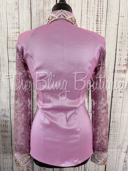 Lilac & Tan Day Shirt Set With Lace Sleeves (S)