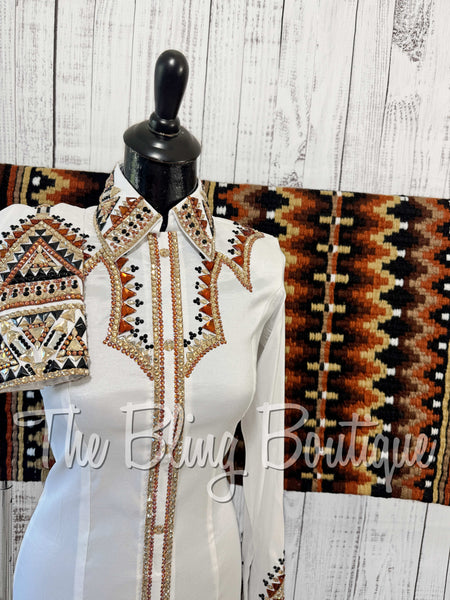 White, Copper, Tan & Black Day Shirt Set (Small)