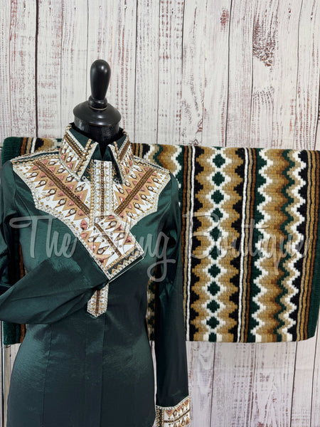 Forest Green, Tan & White Day Shirt Set (S)