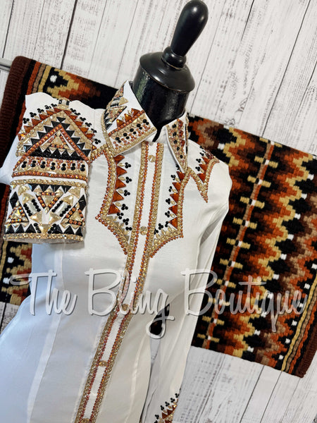White, Copper, Tan & Black Day Shirt Set (Small)