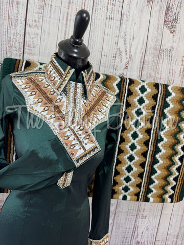 Forest Green, Tan & White Day Shirt Set (S)