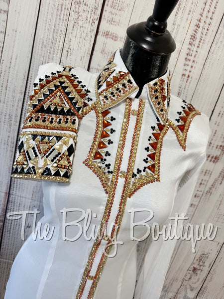White, Copper, Tan & Black Day Shirt Set (Small)