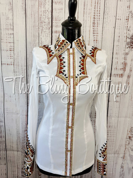 White, Copper, Tan & Black Day Shirt Set (Small)