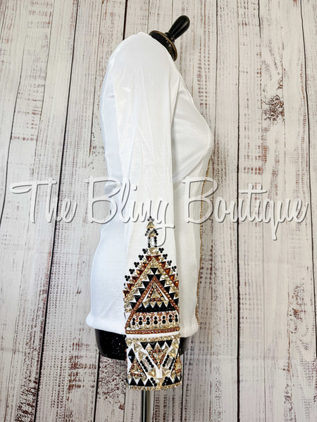 White, Copper, Tan & Black Day Shirt Set (Small)