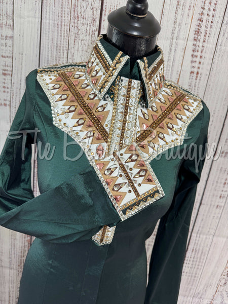 Forest Green, Tan & White Day Shirt Set (S)