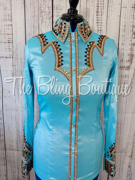 RE-ORDER Turquoise, Copper, Rust, Tan & Black Day Shirt Set (Choose Your Size)