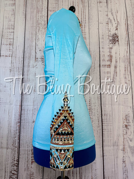 RE-ORDER Turquoise, Copper, Rust, Tan & Black Day Shirt Set (Choose Your Size)