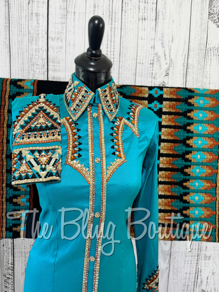 Teal, Copper, Tan & Black Day Shirt Set (Small)