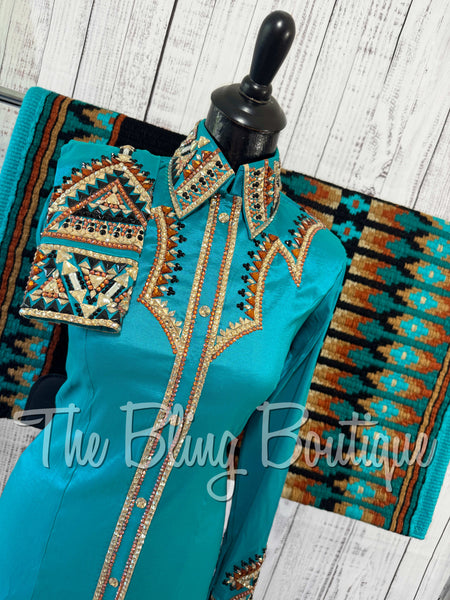 Teal, Copper, Tan & Black Day Shirt Set (Small)