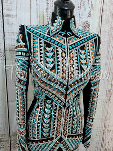 RE-ORDER Black, Turquoise, Copper & Silver Showmanship Jacket (Choose Your Size)
