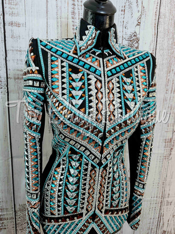 RE-ORDER Black, Turquoise, Copper & Silver Showmanship Jacket (Choose Your Size)