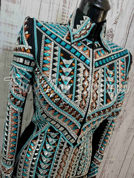 RE-ORDER Black, Turquoise, Copper & Silver Showmanship Jacket (Choose Your Size)