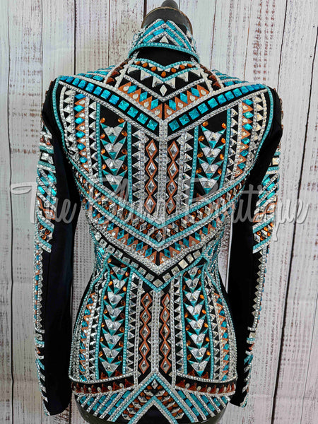 RE-ORDER Black, Turquoise, Copper & Silver Showmanship Jacket (Choose Your Size)