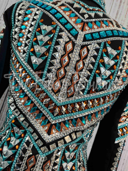 RE-ORDER Black, Turquoise, Copper & Silver Showmanship Jacket (Choose Your Size)
