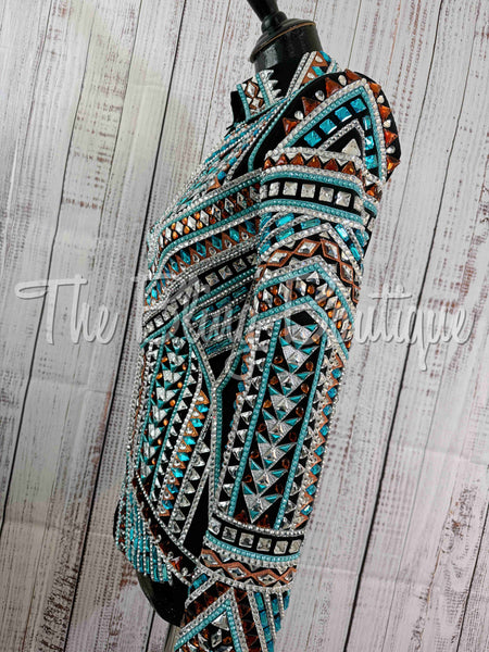 RE-ORDER Black, Turquoise, Copper & Silver Showmanship Jacket (Choose Your Size)