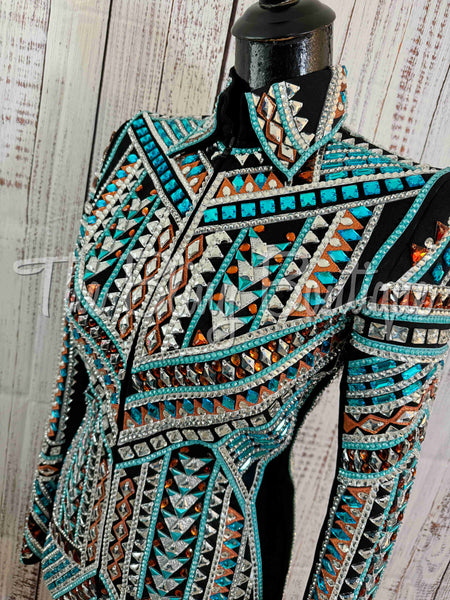 RE-ORDER Black, Turquoise, Copper & Silver Showmanship Jacket (Choose Your Size)