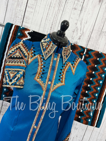 Dark Turquoise, Copper, Tan & Black Day Shirt Set (Large)