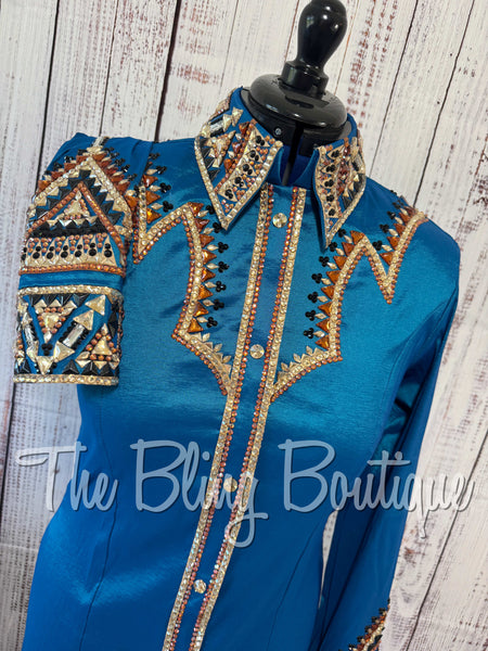 Dark Turquoise, Copper, Tan & Black Day Shirt Set (Large)