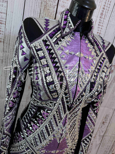 RE-ORDER Black, Purple & Silver Showmanship Jacket (Choose Your Size)