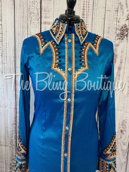 Dark Turquoise, Copper, Tan & Black Day Shirt Set (Large)