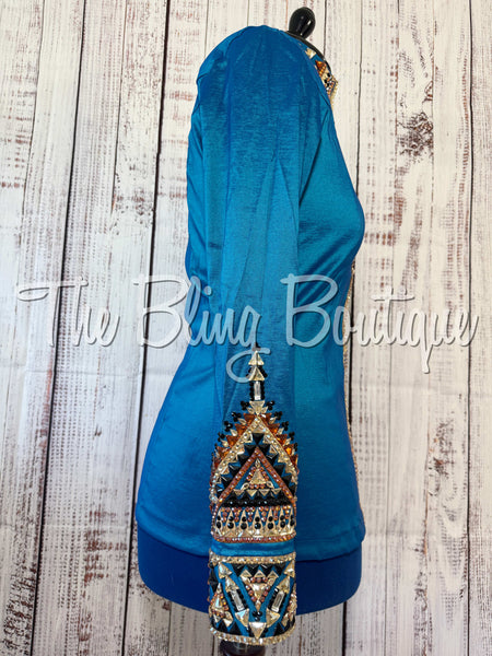 Dark Turquoise, Copper, Tan & Black Day Shirt Set (Large)