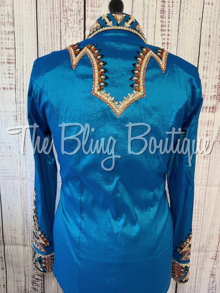 Dark Turquoise, Copper, Tan & Black Day Shirt Set (Large)