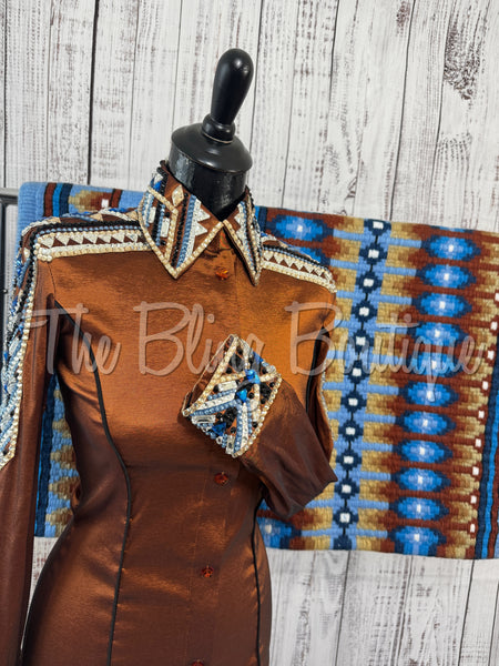 Rust, Blue & Black Day Shirt Set (XS/S)