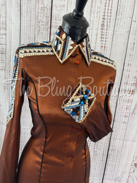 Rust, Blue & Black Day Shirt Set (XS/S)