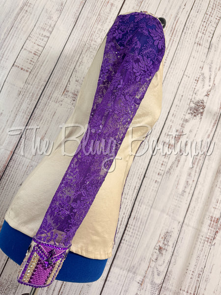 Tan, Purple & Gold Day Shirt Set With Lace Sleeves (L)