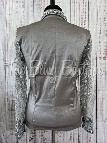 Grey Day Shirt Set With Beaded Lace Sleeves (3XL)