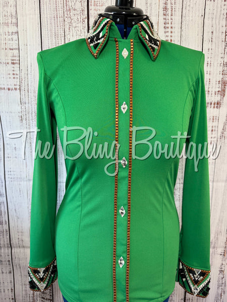 Kiwi Green, Copper, Black & White Day Shirt Set (Medium)