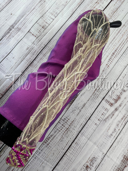 Berry & Tan Day Shirt Set With Lace Sleeves (S)