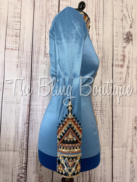 RE-ORDER Cornflower Blue, Copper, Tan & Black Day Shirt Set (Choose Your Size)