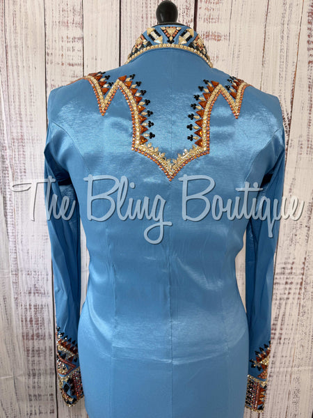 RE-ORDER Cornflower Blue, Copper, Tan & Black Day Shirt Set (Choose Your Size)