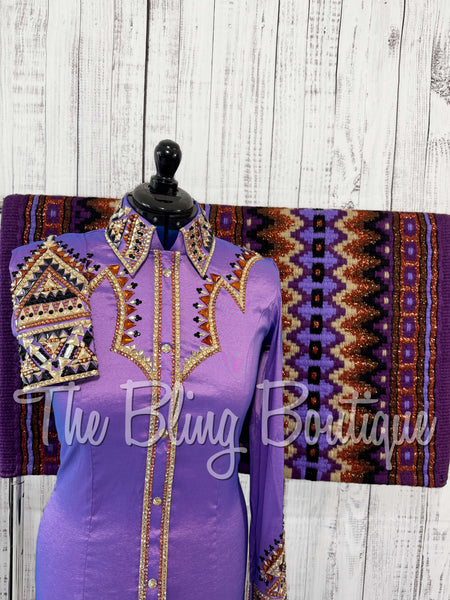 RE-ORDER Lavender, Copper, Tan & Black Day Shirt Set (Choose Your Size)