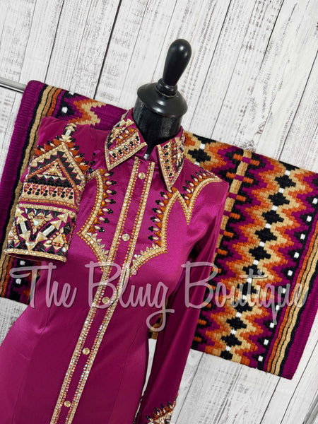 Raspberry, Copper, Tan & Black Day Shirt Set (Small)