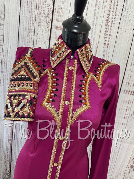 Raspberry, Copper, Tan & Black Day Shirt Set (Small)