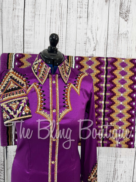 Berry, Copper & Tan Day Shirt Set (Large)