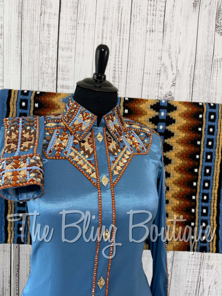 Cornflower Blue, Copper, Bronze & Tan Day Shirt Set (XL)