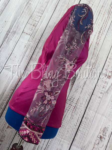 Raspberry & Plum Day Shirt Set With Lace Sleeves (L)
